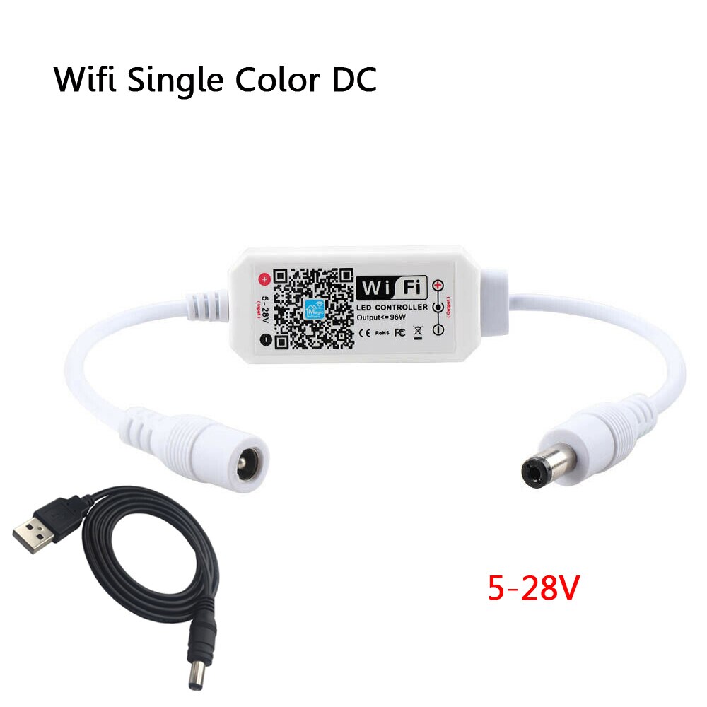 Magic home usb smart wifi led-controller rgbw rgb cct pixel strip alexa google home bluetooth muziek 5/12/24v dc naar usb-connector: Wifi enkele kleur