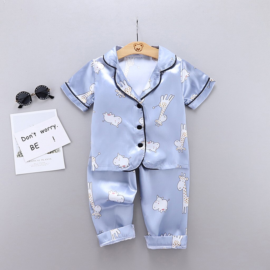 kids pajamas girl boy pajamas Short Sleeve Cartoon Tops+Pants Pajamas Sleepwear girls pajamas set pijama masculino infantil t5