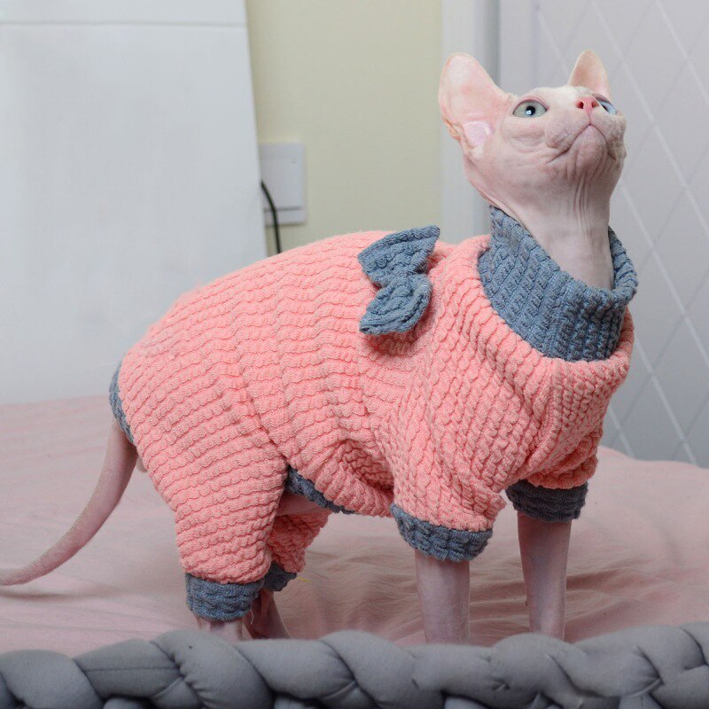 Sweat à capuche pour chat, vêtement d&#39;hiver et doux, pyjama Sphynx, costume pour chaton Sphinx