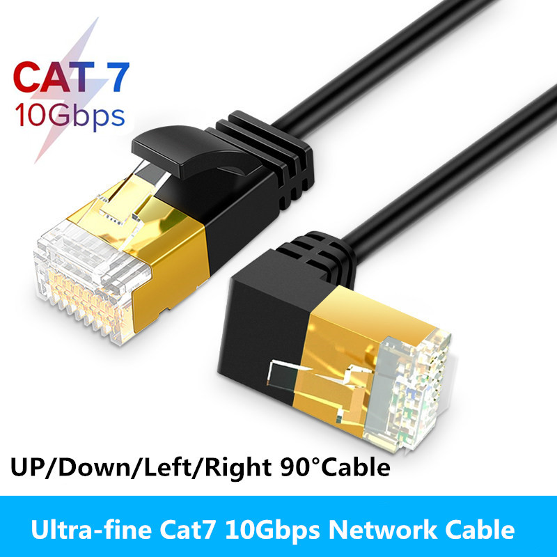 Ultratynn katt 7 ethernet-kabel  rj45 rettvinklet utp-nettverkskabel patchkabel 90 -gradere katt 6a lan-kabler til bærbar ruter tv-boks