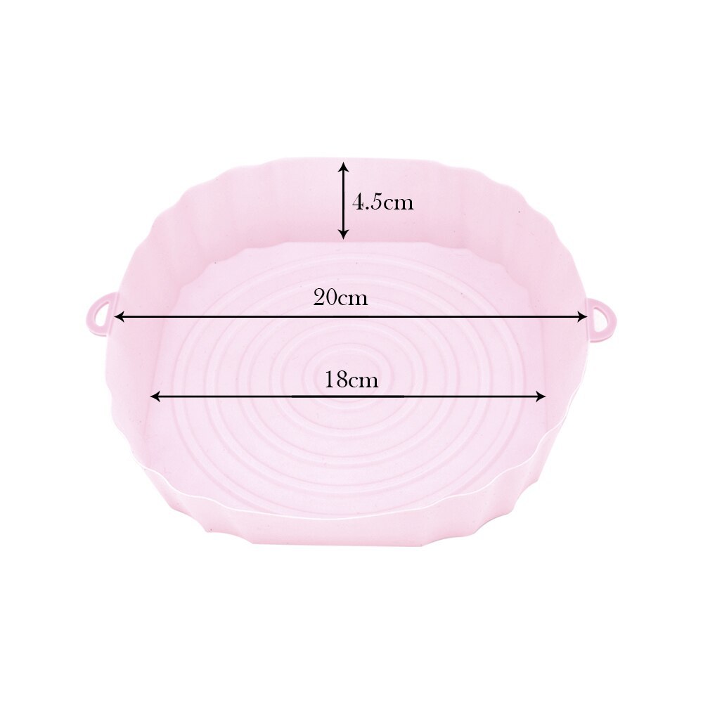20Cm Lucht Friteuse Pan Siliconen Mand Airfryer Oven Bakplaat Herbruikbare Airfryer Pan Voering Vorm Pizza Gebraden Kip: Roze