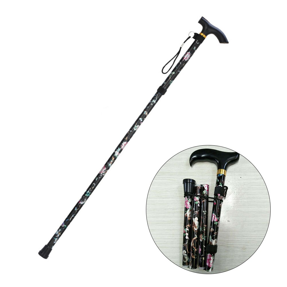 Aluminum alloy mountaineering stick folding telescopic five legged walking stick portable walking stick light walking stick