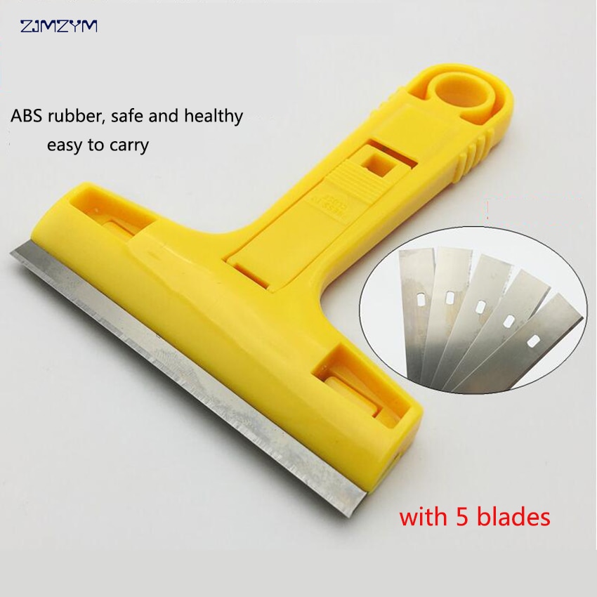 Cuchillo de pala de limpieza portátil, raspador de piso de azulejos de vidrio, 100mm, 5 uds. De cuchillas, herramientas de mano de limpieza