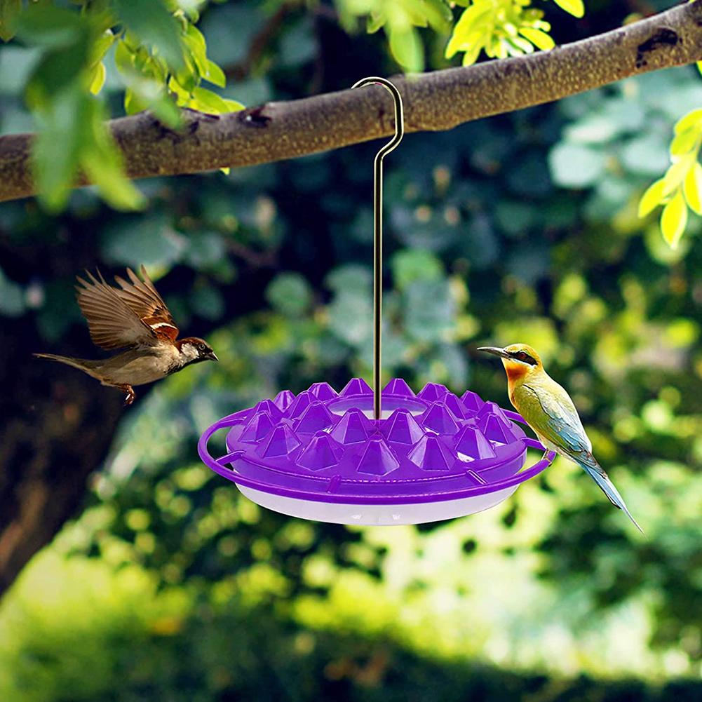 Hanging Hummingbird Feeder Wild bird feeder With Hook Outdoor Round Bird Feeder For Yard Garden Decoration: Purple