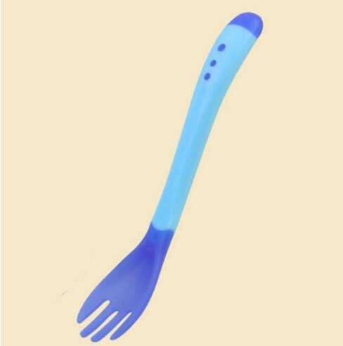 Baby Bowl Training Bowl With Temperature-sensitive Spoon Set Learning Dishes With Suction Cup Children Training Feeding Platos: 1 PC Blue Fork