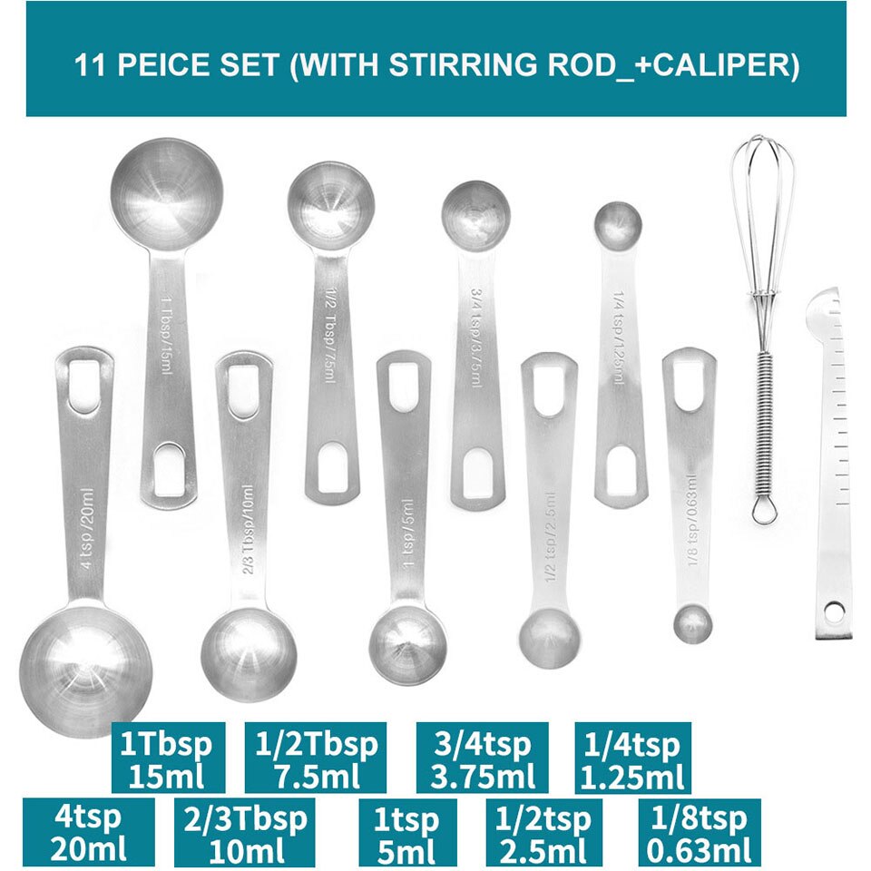Juego de cucharas medidoras de acero inoxidable 304, cucharas medidoras de alta resistencia para harina, café y líquido, 18/8, 1/8, 1/4, 1/2, tsp, 3/4: 1