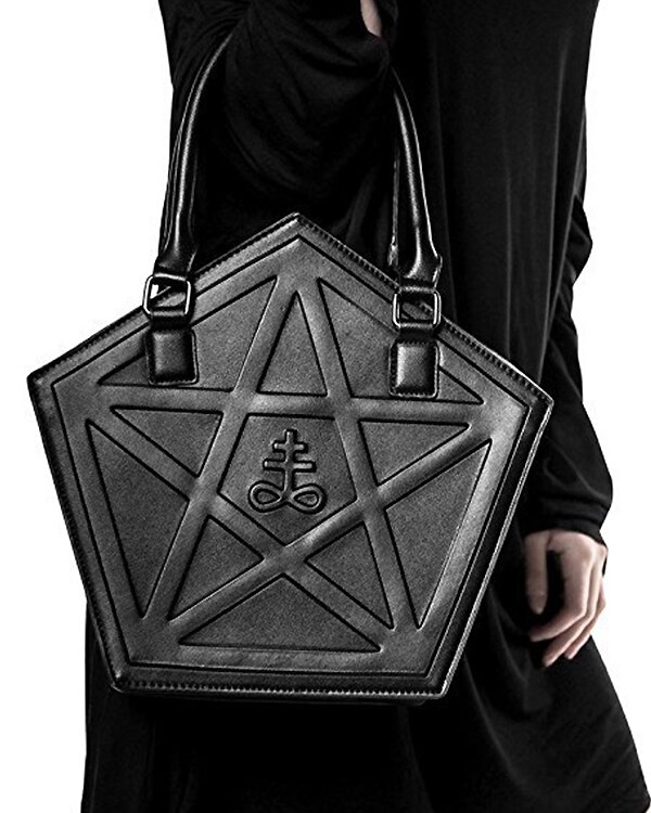 Pentagram Punk Darkness Gothic Shoulder Bag Women's Purses and Handbag Girls Black Crossbody Bag Chain Bag