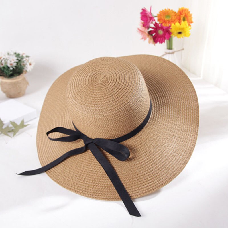 Women's Wide Brim Summer Beach Sun Hat Lady Straw Floppy