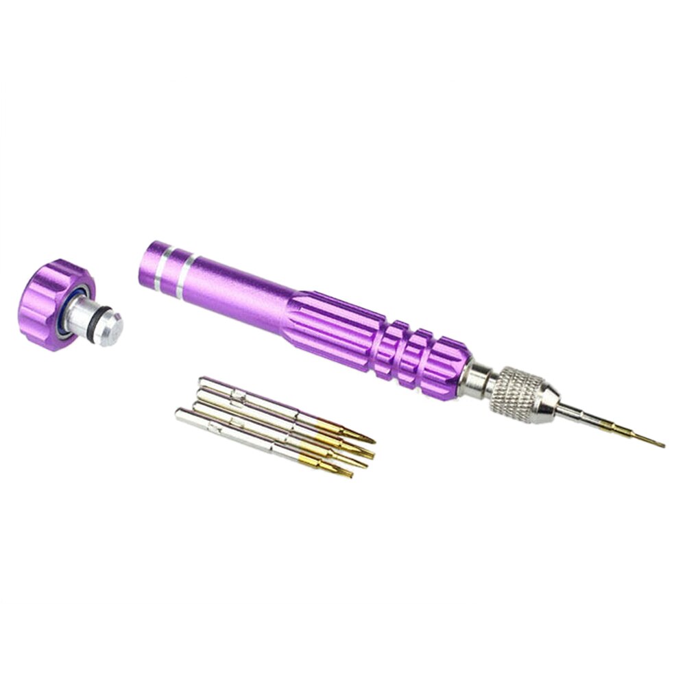 Juego de destornilladores 5 en 1 QPtools de aleación de aluminio de precisión para Iphone, Samsung Galaxy, desmontaje y reparación de teléfonos inteligentes, herramienta: Purple