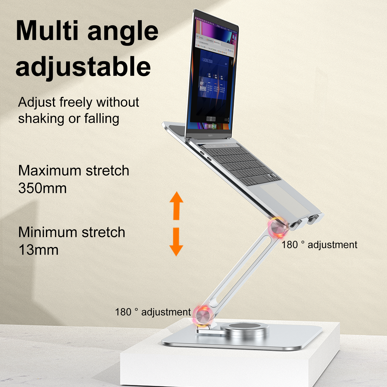 Unew 360° ° Rotatie laptop/tabletstandaard, aluminium verstelbare draagbare standaard voor laptopschakelaar iPad/pad, 4,7-12,9 inch