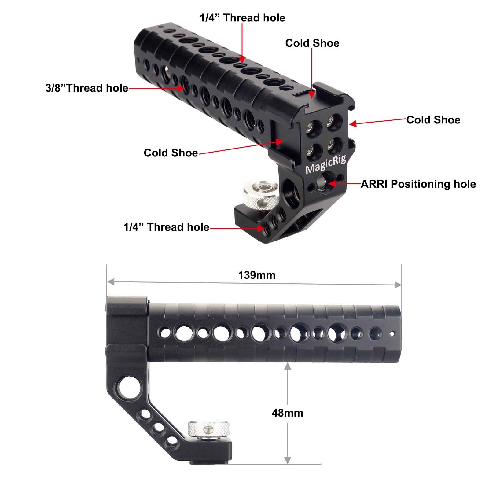 MAGICRIG Kalten Schuh oben Griff mit 3 Kalt Schuh Adapter Halterungen für A7C A7RIII A7III A7SIII A6500 GH5 GH5S EOS r5 R6 M50 Kamera