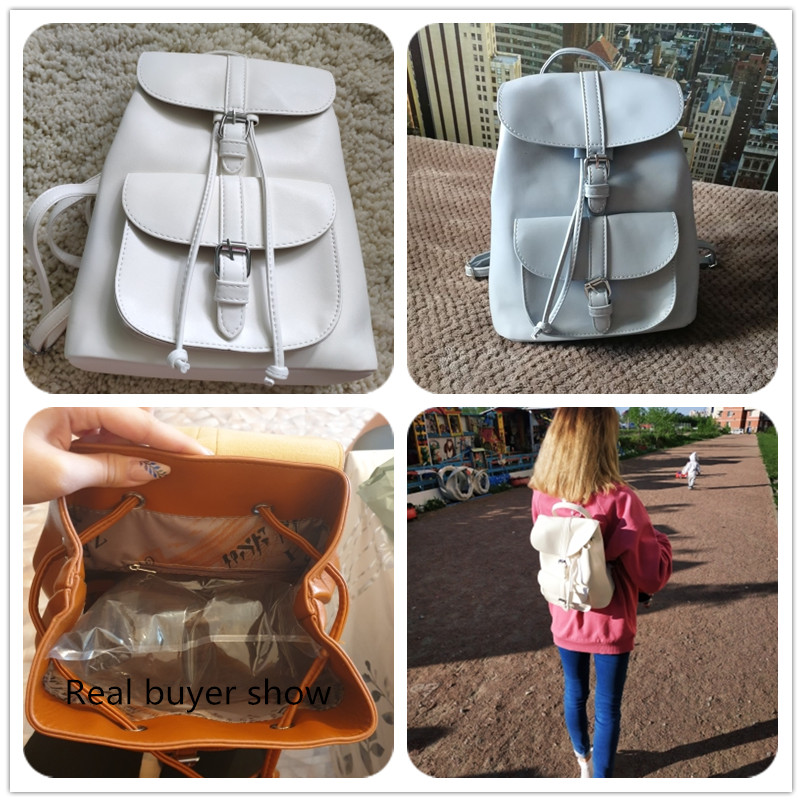 Miyahouse PU Leather Backpacks Trendy Female Drawstring Travel Bags Retro School Bags Women Rucksack Mochila