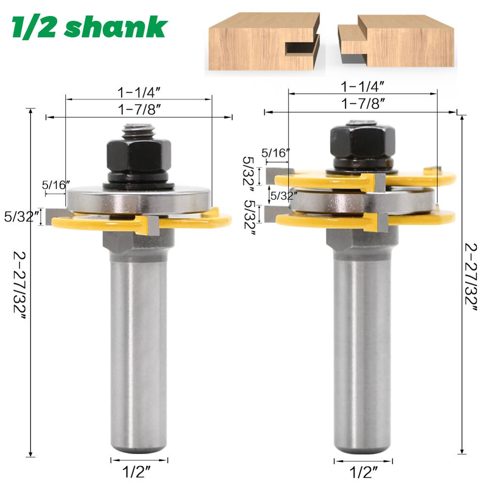 2 stücke 12mm Schaft 1/2 schaft gemeinsam Montieren Router Bits Zunge & Mutter T-Slot Fräser für holz Holz Schneiden Werkzeuge