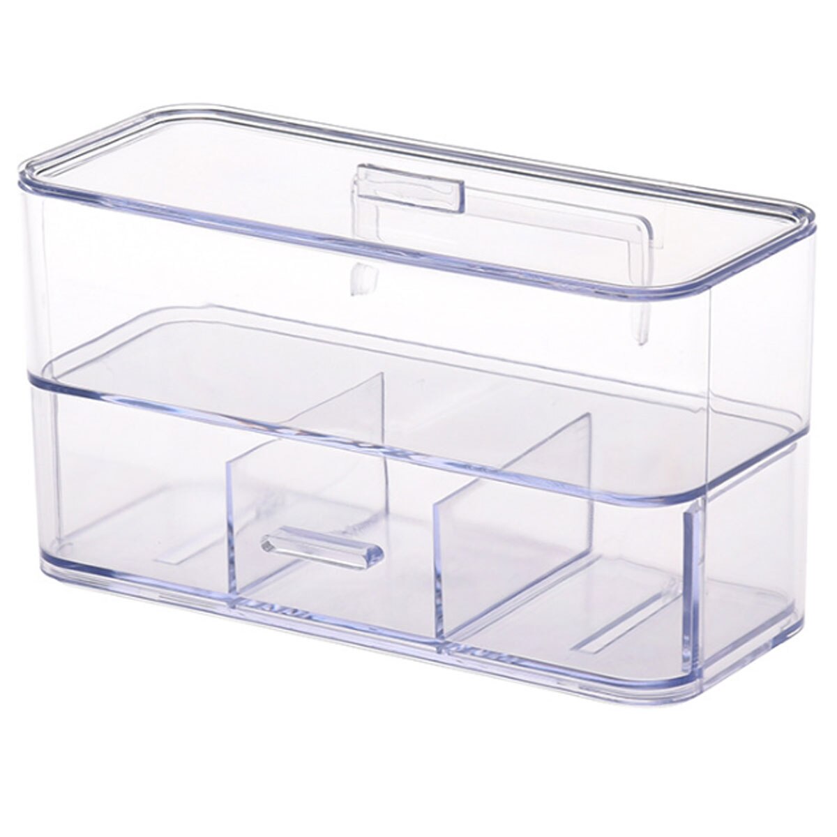 Cosmetic Organizer Storage Box Wall Mounted Clear Makeup Drawers Holder Case 2 Layers Multifunction Makeup Jewelry Storage Box: Clear