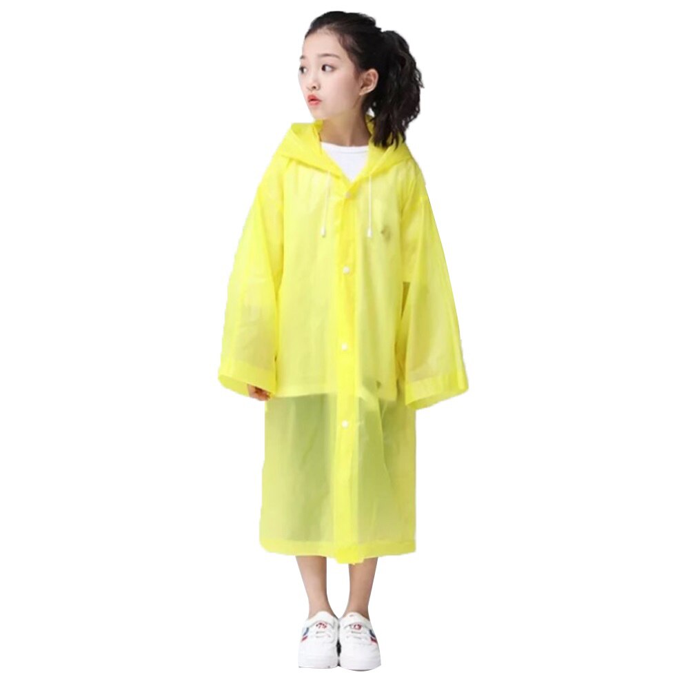 Adult/Kid Wegwerp Waterdichte Jas Clear Pvc Regenjas Regenjas Hooded Poncho Regenkleding: kid Yellow