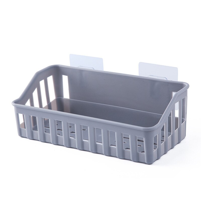 Wall Mounted Bathroom Storage Rack Plastic Bathroom Shelf Organizer for Shower Shampoo Holder Home Kitchen Rack Organizer: gray