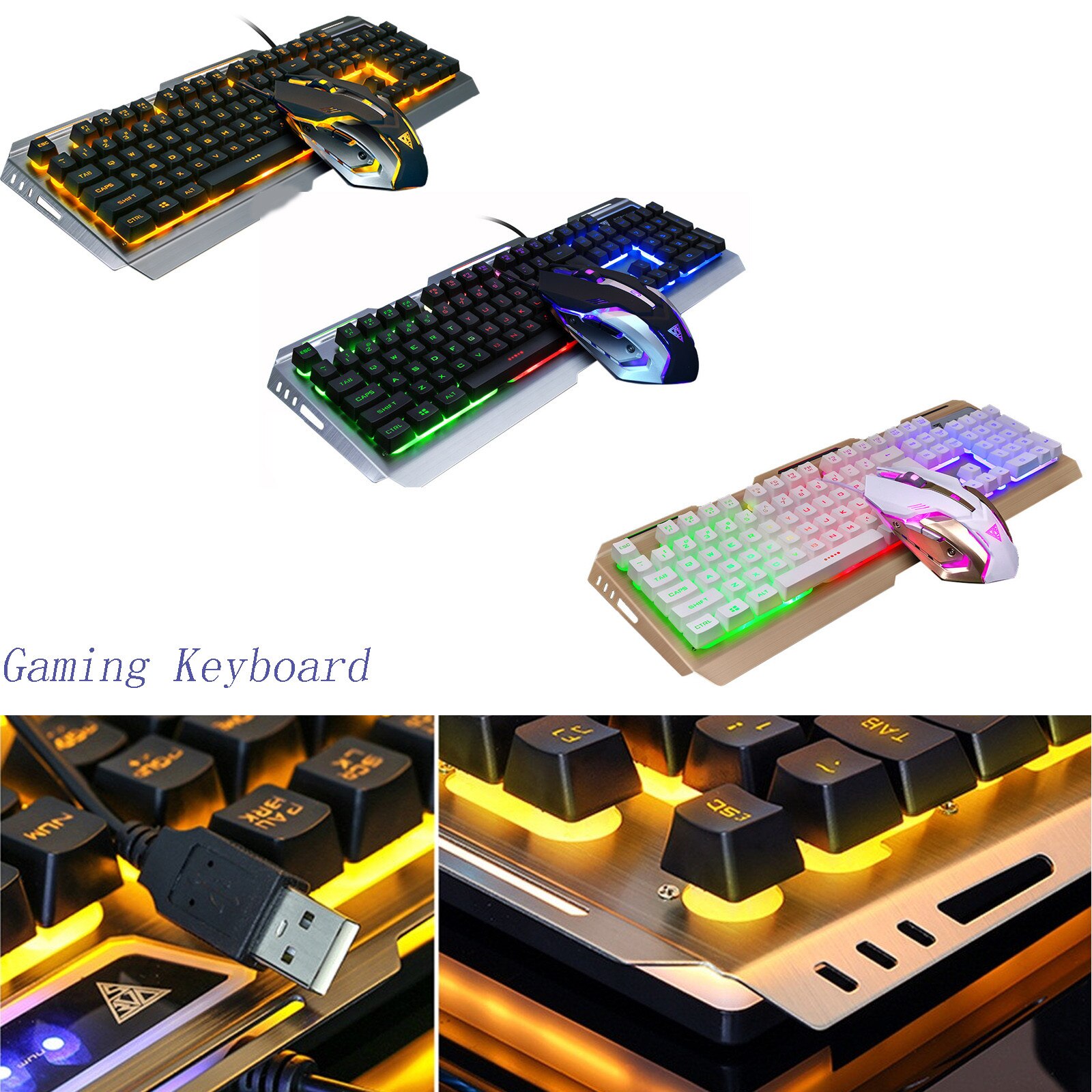 Gaming Keyboard Mechanical Keyboard And Mouse V1 104 Key Usb Wired Rgb Led Backl Office Entertainment Desktop Pc Gamer Laptop