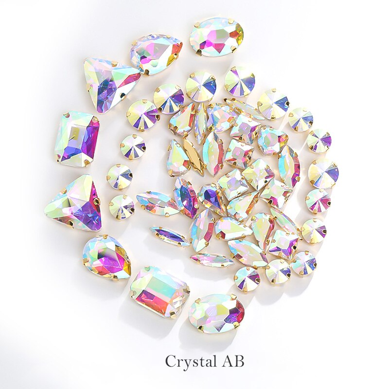Astrobox Fancy 50 Stuks Gemengde Vorm Met Klauw Naai Rhinestone Crystal Voor Kleding &amp; Accessoires Glas Steen Diy Sieraden maken: Crystal AB