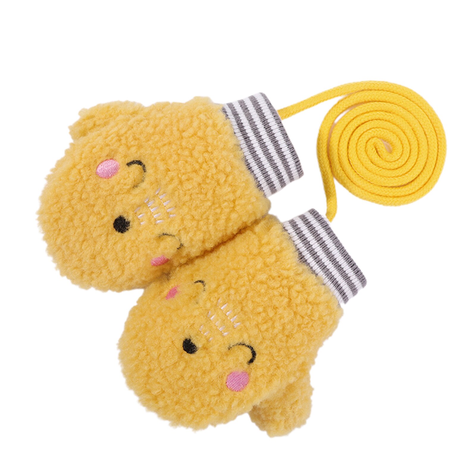 Mitaines chaudes unisexes, gants de dessin animé d'automne et d'hiver pour bébé avec ficelle Anti-perte: Yellow S