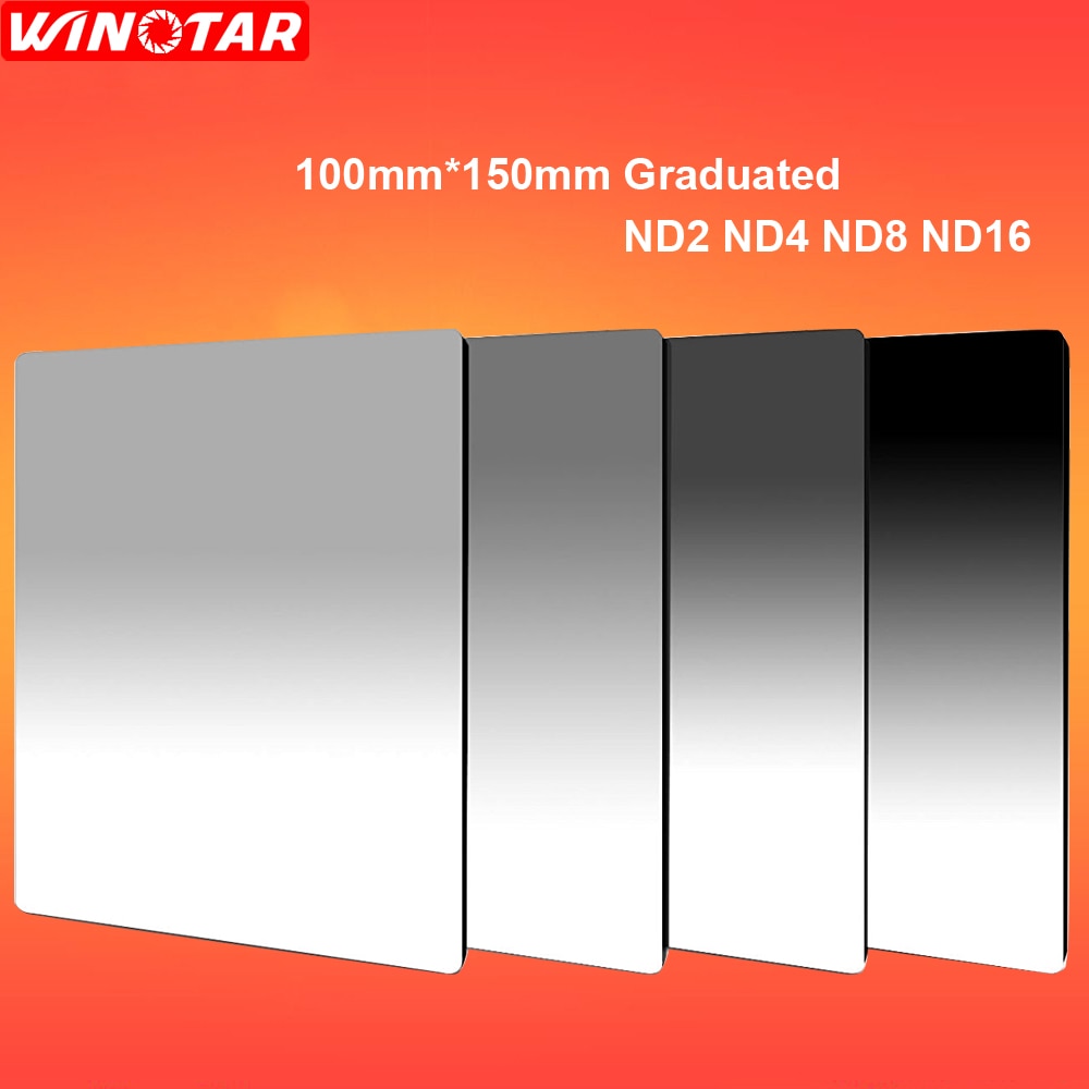100mm x 150mm Afgestudeerd ND2 + ND4 + ND8 + ND16 Neutrale Dichtheid 100*150mm Afgestudeerd vierkante Filter voor Lee Cokin Z serie