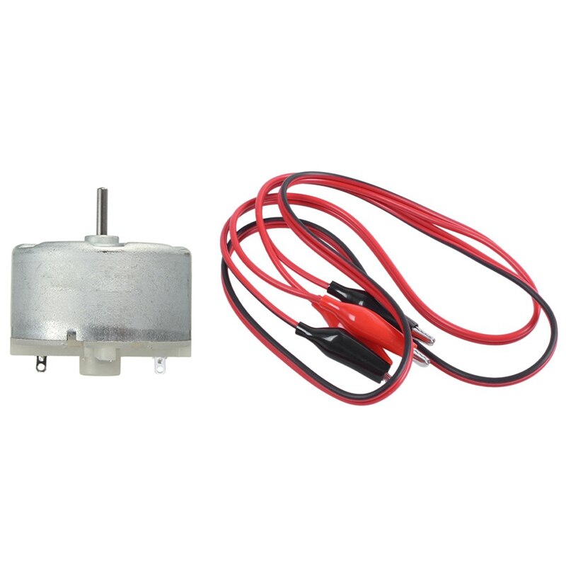 1 par de cabo de jacaré 92 cm e 1 peça de motor elétrico mini vdc para dvd, 6v-4000rpm, 32x16mm, dc 3v-12v