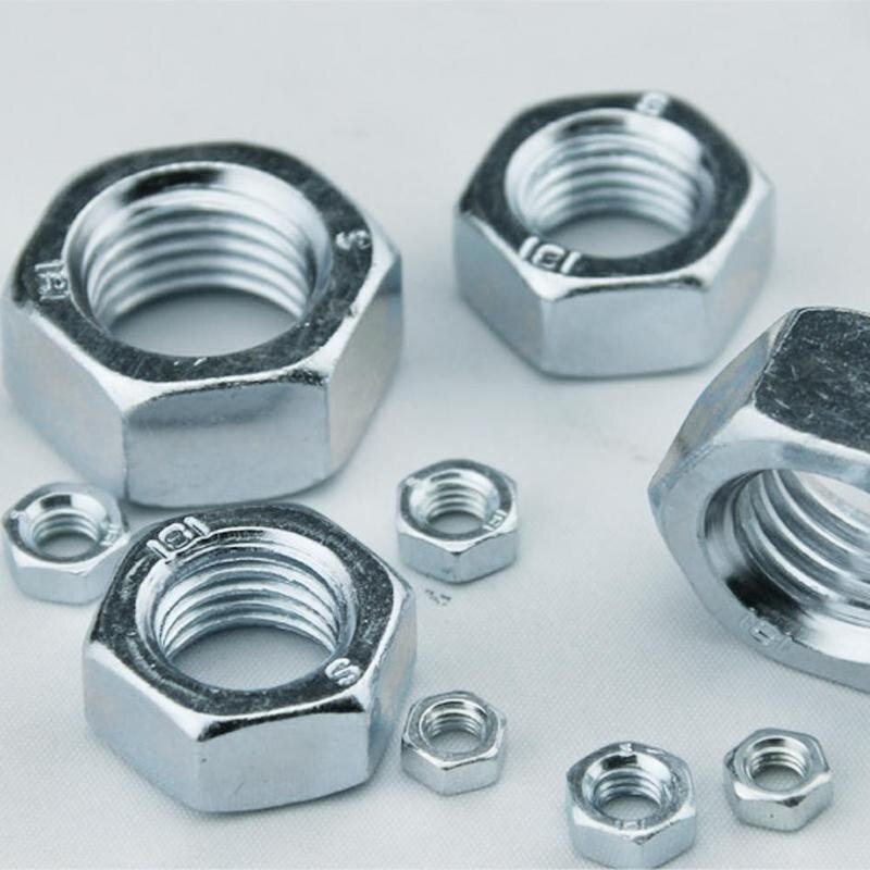 10pcs M2 M3 M4 M5 M6 M8 M10 M12 Hex Full Nut Hexagon Nuts Din 304 Steel Lock Nut