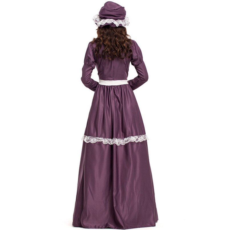 Voksne kvinder prærie dame historisk tema koloniale kostume halloween vintage domstol prinsesse middelalderlige kostume
