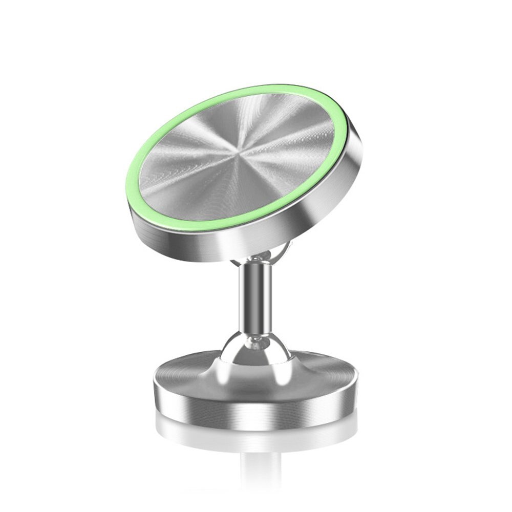 Metal Car Phone Holder Double Ball 360 Degree Rotating Suction Cup Type Magnetic Mobile Phone Holder: Luminous Silver