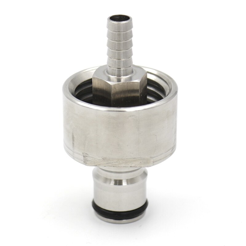 Stainless Carbonation Cap w/ 5/16" Barb, Ball Lock Type, fit soft drink PET bottles, Homebrew Kegging