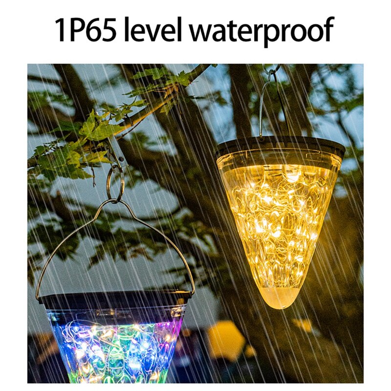Praktische, op zonne-energie werkende tuinverlichting, hangende buitenlampen op zonne-energie, kegelvormige lantaarn op zonne-energie voor terras, tuin, landschap, pad, patio, enz.