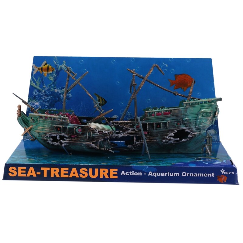 Grote Aquarium Decoratie Boot Plactic Aquarium Air Split Schipbreuk Aquarium Decor C