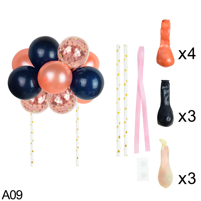 10pcs 5inch Balloon Cake Insert DIY Polka Dot Sequin Cake Flags Accessories Baby Shower Wedding Birthday Party Supply: A09