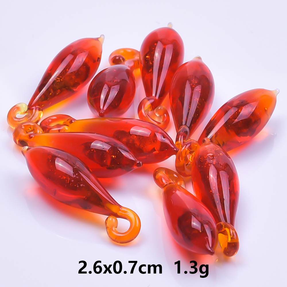 5Pcs/Lot Mix Styles Glass Fruit Strawberry Peach Charms Diy Vegetable Eggplant Sweet Potato Pendant Jewelry Accessories Finding: Light Yellow Gold Color
