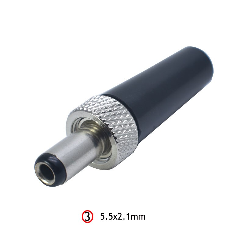 1 pz spina di alimentazione cc 5.5*2.1MM 5.5*2.5MM 5.5x2.1 5.5x2.5 spina di saldatura fai-da-te connettore adattatore Jack spina di ricarica porta di alimentazione con dado: no.3 5.5x2.1mm
