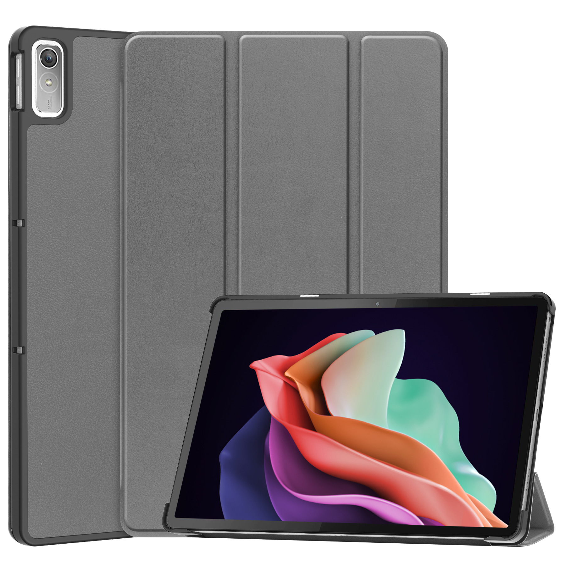 Para Lenovo Tab P11 2. a generación 11,5 funda para tableta 2022 TB350FU soporte plegable funda inteligente para Xiaoxin Pad Plus 2023 funda + película + bolígrafo: Gris