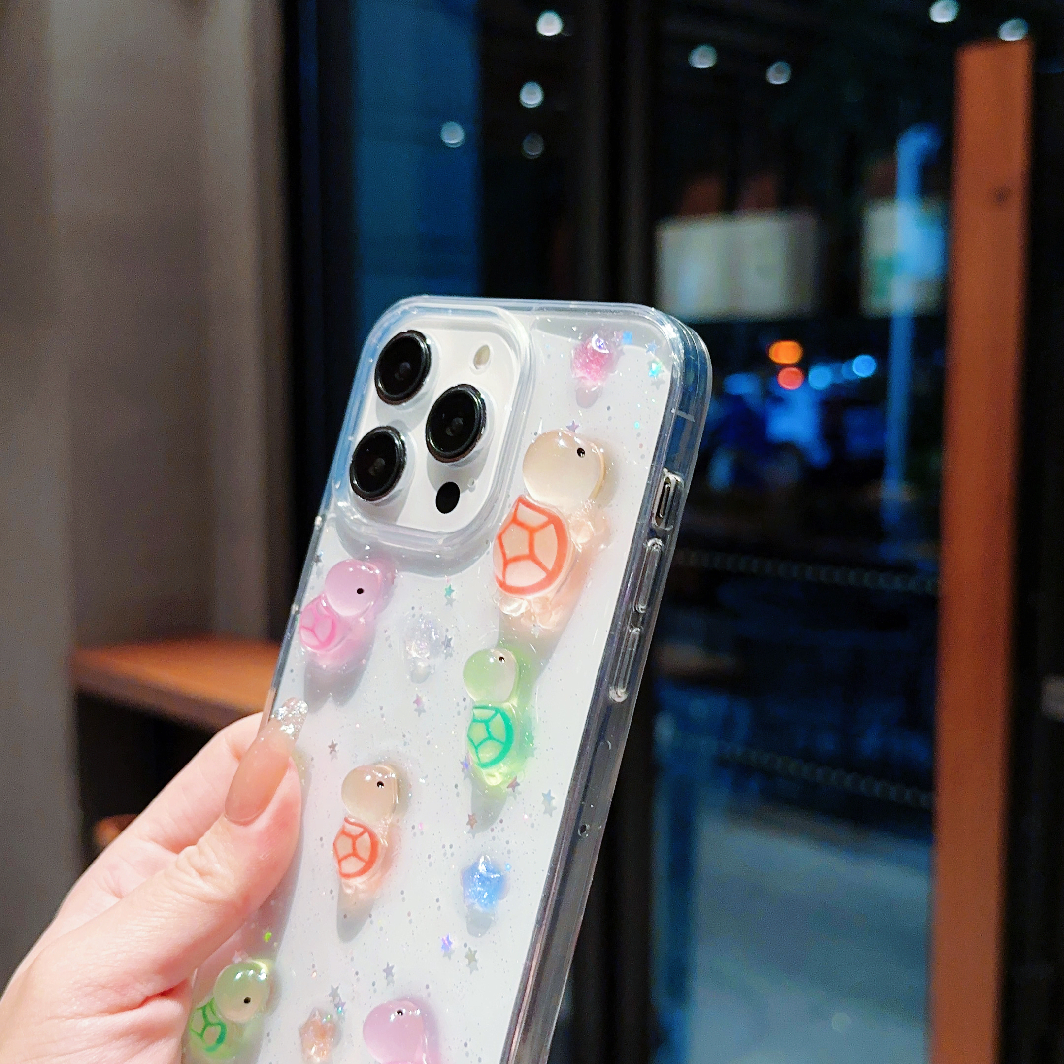 3D Epoxy Luminous Turtle Case For iPhone 16 15 14 13 12 11 Pro Max Plus Clear Soft TPU Cover Skin