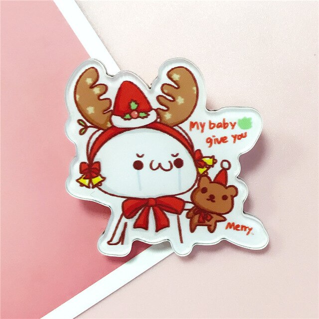 Kerst Badges Leuke Sok Elanden Snoep Broche Acryl Pin Badges Pictogrammen Op De Rugzak Medaille Decoratie Badge Voor Kleding: N