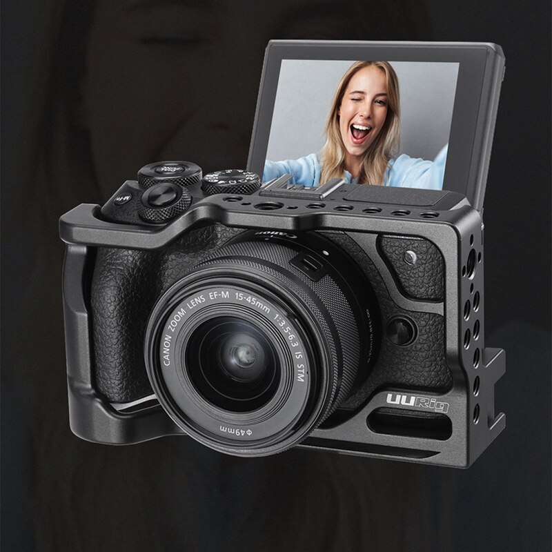 UURig C-M6 Metal Camera Cage for Canon M6 Mark II 1/4 Thread Hole to Top Handle Monitor microphone LED Light
