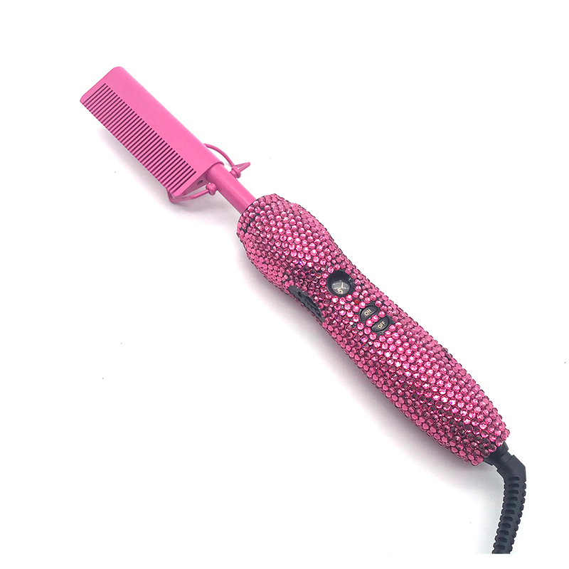 Peigne chauffant électrique pour cheveux, fer à friser, défrisage, biscuits, brosse métropolitaine: jaune clair / LES USA