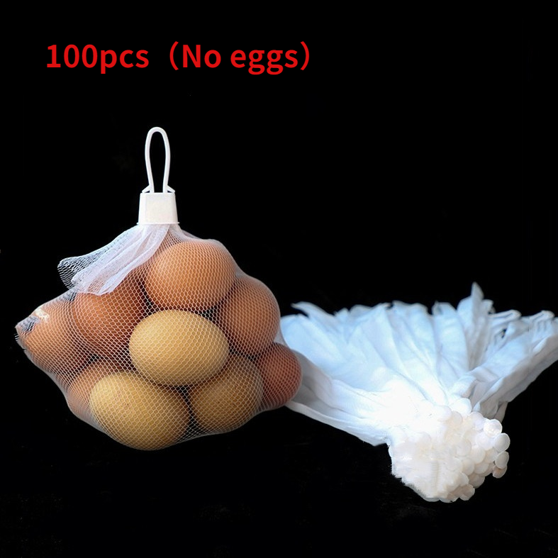 100 Uds de plástico bolsas de malla red bolsa de embalaje de alimentos con hebillas reutilizable para fruta vegetal huevo loco juguetes organizador de almacenamiento hogareño: Blanco / 35cm