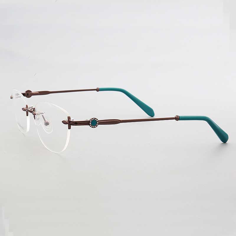 Kvinder kantløse brillerammer til kvinder metal brillerammer kvindelige firkantede ovale rustfrie stål rx briller: C5