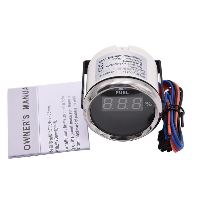 2''52mm Lcd Display Digitale Brandstofmeter Meter 240 ~ 33ohm /0 ~ 190ohm Olie Meter Indicator Met Rode backlight Voor Auto Boot 9-32V