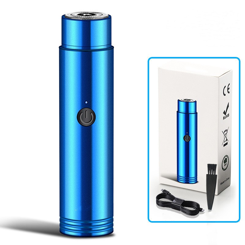 Mini Electric Shaver head Replacement portable universal Men's wet and dry Beard trimmer Round shaver Rotary head: Blue