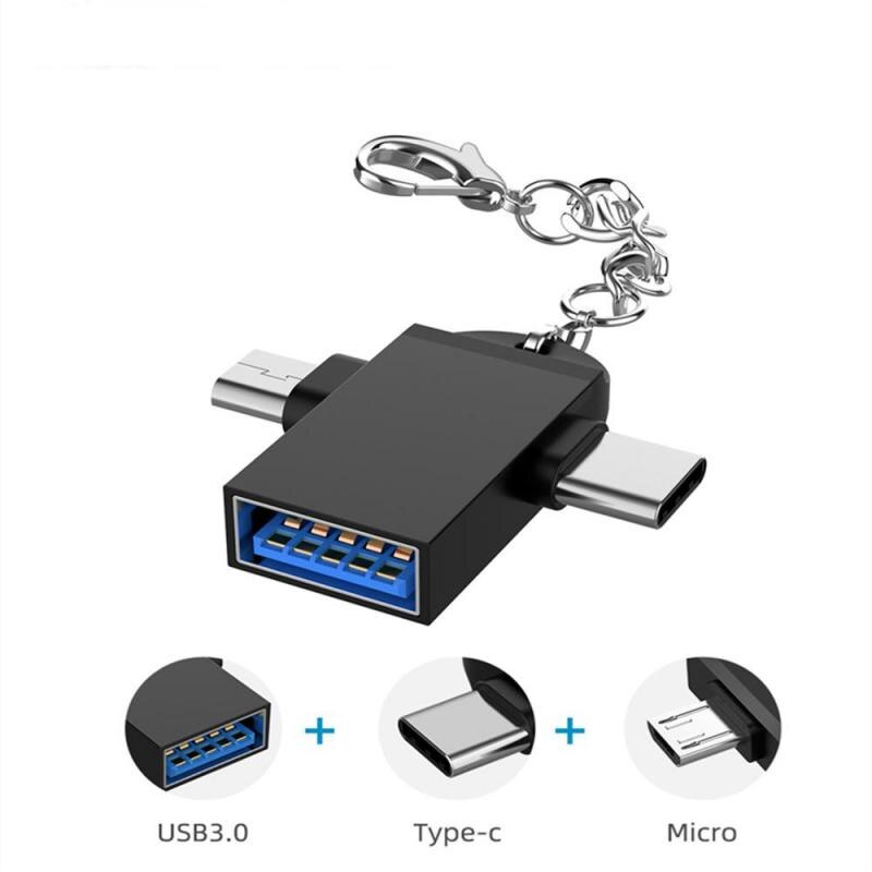 Android Type-C 2 In 1 OTG Micro USB Host Power T Splitter USB 3.1 Adapter