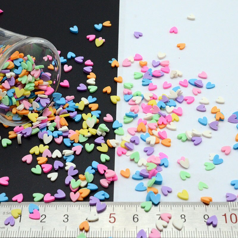 10g/ parti polymer ler hjerte mix drysser dejlige konfetti til håndværksfremstilling, diy konfetti: 10g bland 2
