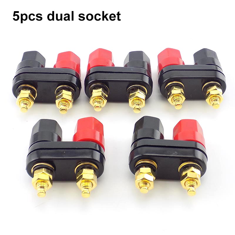 Conector Banana para amplificador, clavija para clavija, conectores de bricolaje, color rojo y negro, poste de encuadernación para altavoz, 1 a 5 unidades: Gris oscuro