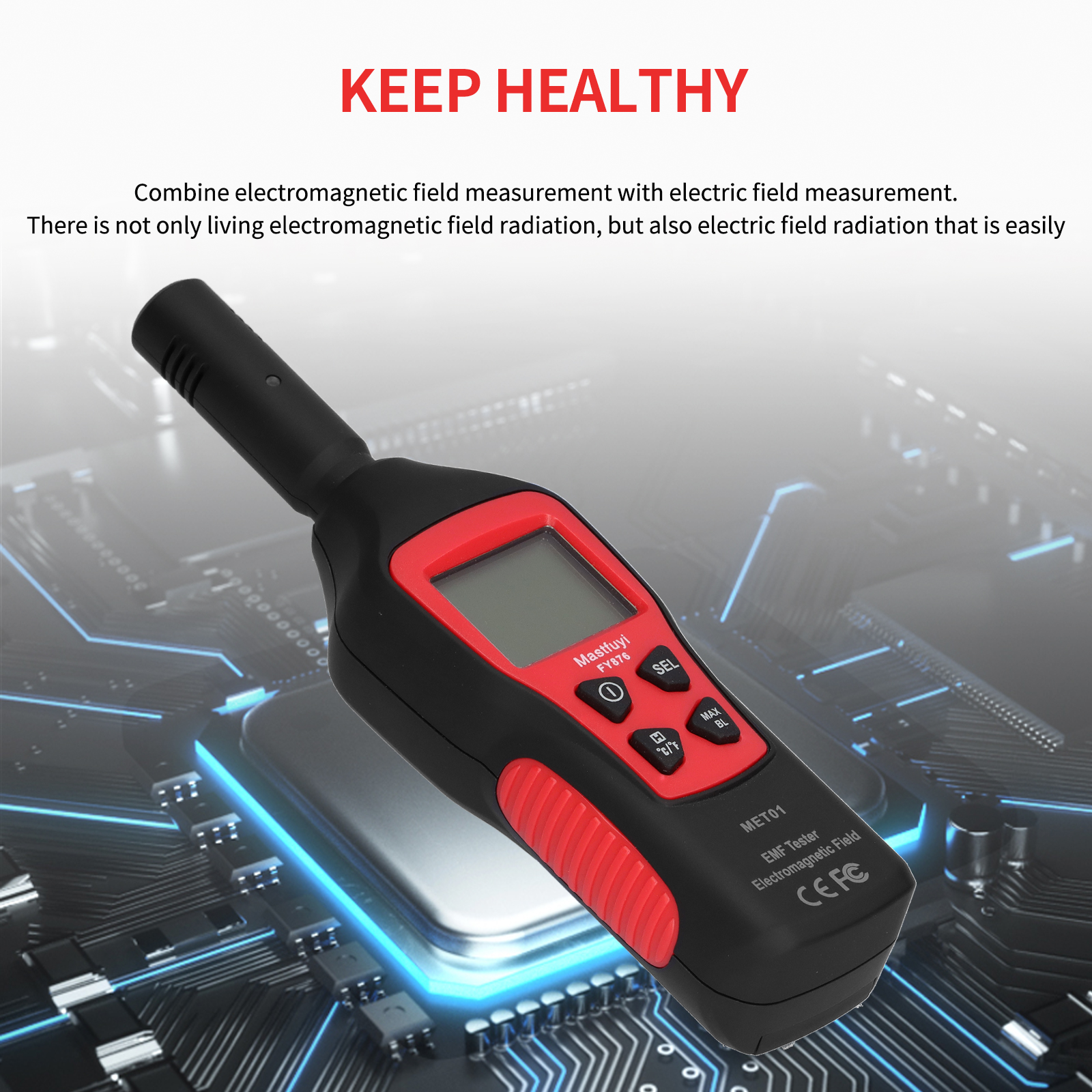 FY876 Electromagnetic Radiation Detector Handheld Practical Anti-Radiation Measuring Instrument High-Precision Radiation Tester