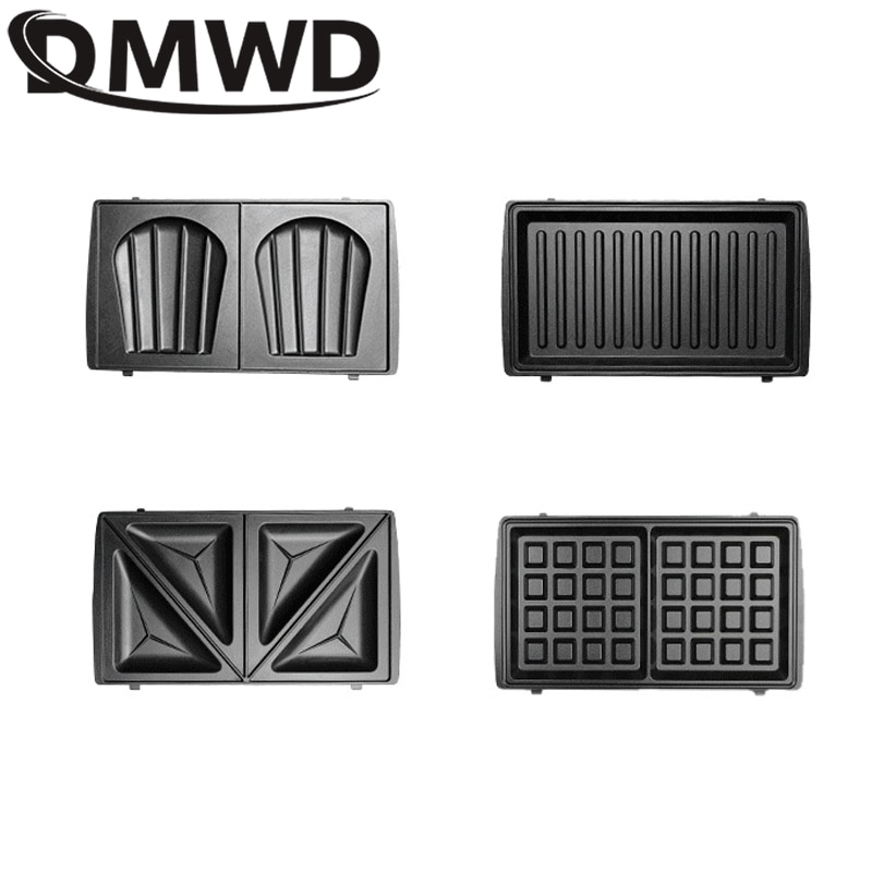 DMWD Multifunctional Electric Mini Waffle Sandwich Maker Panini BBQ Grilling Machine 3in 1 Breakfast Waffle Maker Cake Maker EU