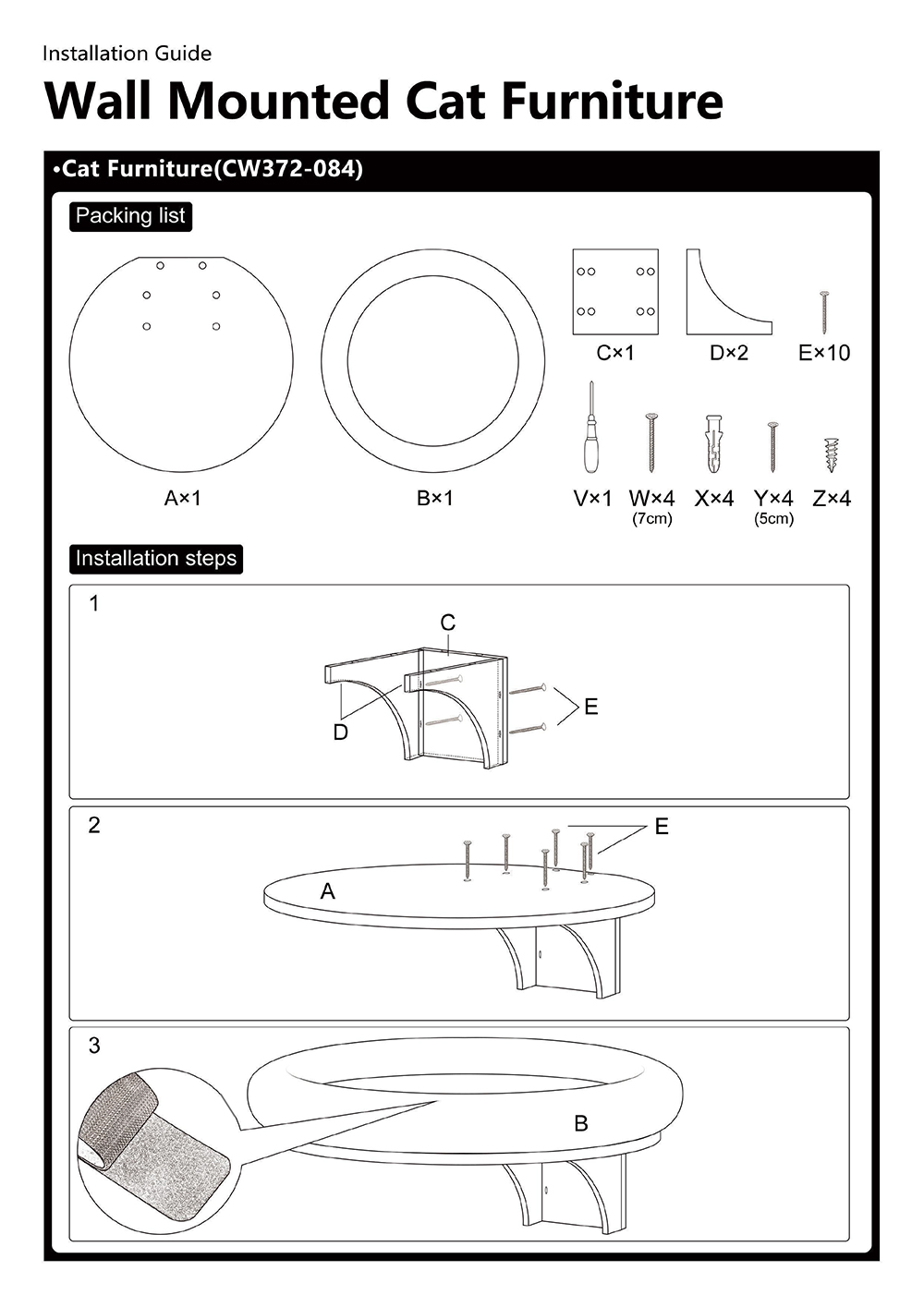 Cat Wall Climbing Shelf with Mat Solid Wooden Pet Furniture Climbing Cat Hammock Bed Tree for Activity Indoor Cats Perches