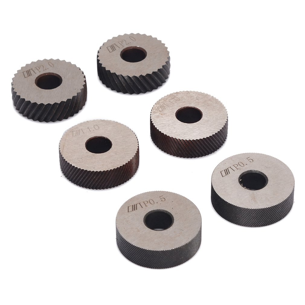 Juego de Herramienta de moleteado de doble rueda, 7 Uds., 0,5mm, 1mm, 2mm, juego de Herramienta de moleteado de rueda de torno de acero